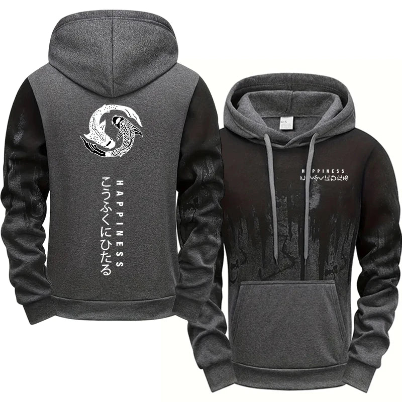 Japanische Mode -Herren -Tracksuit Hoodies Joggshose 2 Stück Set Herbst & Winter täglich lässige sportliche Jogging -Anzug Urban Trend Outfits