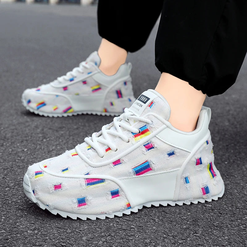 Canvas shoes Men's shoes summer breathable casual flat shoes trend all match sports sense letter cloth shoes round head fashion