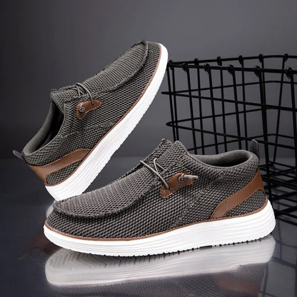 Fujeak Men's Breathable Casual Canvas Slip Shoes Comfort Slip-on Male Loafer Soft Loafers Lightweight Working Shoes