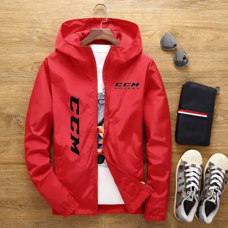 2024New Spring and Summer Hooded Men's Jacket CCM Hockey Herre Casual Windbreaker Zipper tynd sektion Hooded Jacket Men 7XL