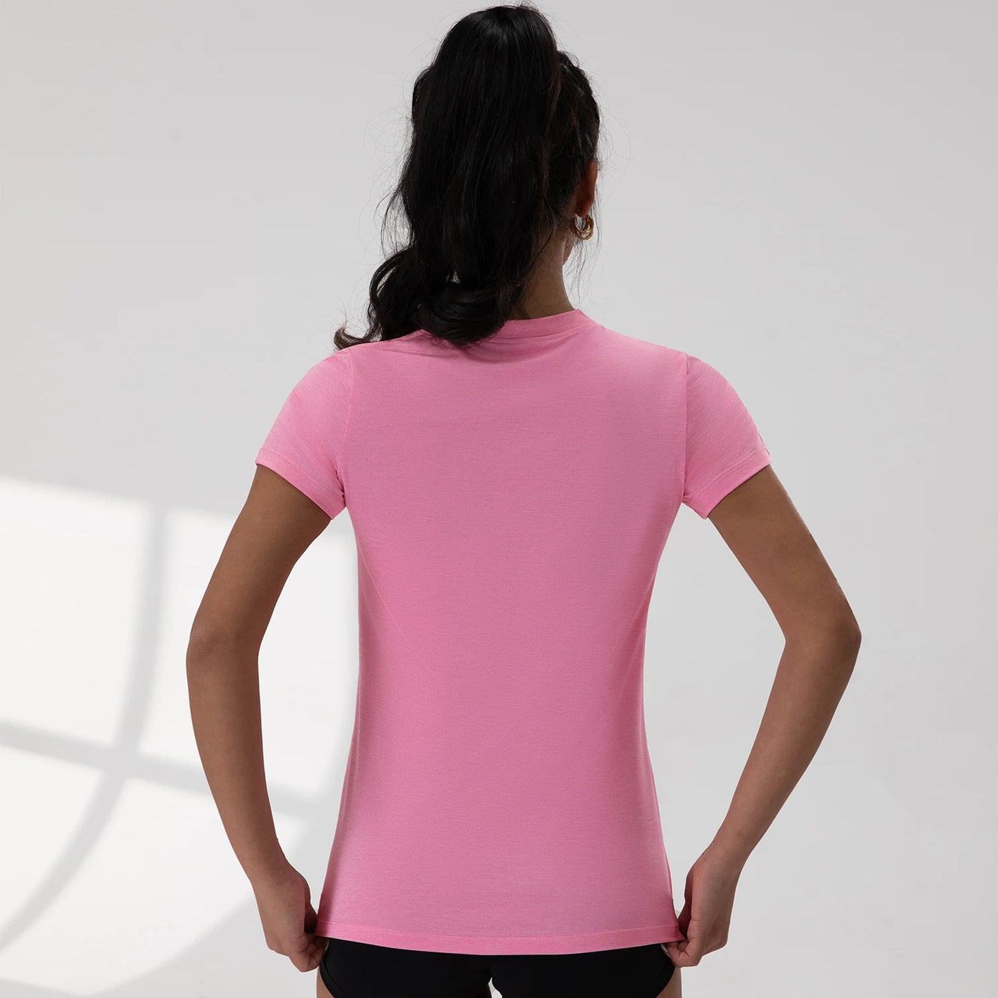 Femei V gât care rulează tricou sport vara cu mânecă scurtă respirabilă sală de gimnastică yoga slim fitness blat activ