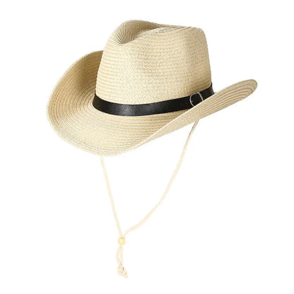Kuuma myynti kevät länsimainen cowboy capp Straw Hat UV -suojaus Säädettävä Raffia Sun Hat Beach Fishing Outdoor Festival Top Hat