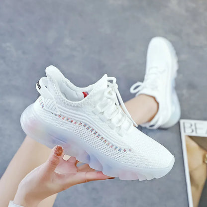 Nova plataforma de moda feminina sapatos esportivos outono novo tênis de tênis de corrida ao ar livre respirável
