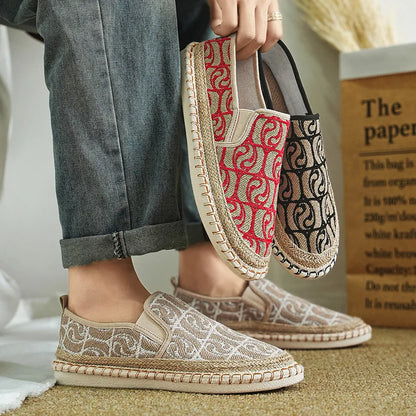 2024 Sommermænd lærred sko Espadrilles åndbare afslappede sko mænd loafers komfortable ultralette dovne bådsko store størrelse 44