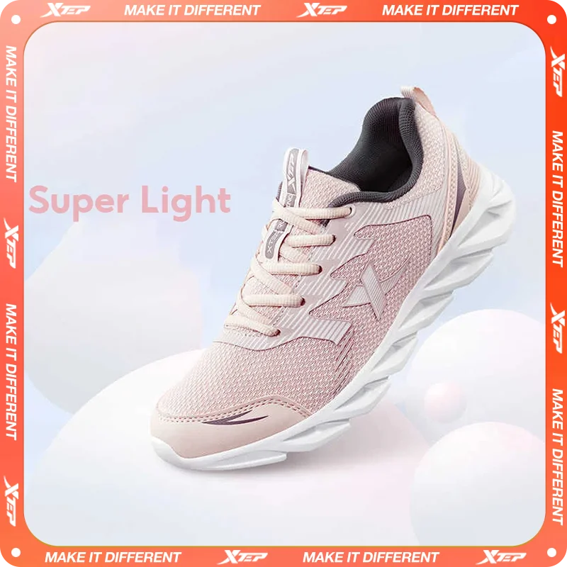 Xtep Running Shoes Non-Slip Soft Women's Sports Shoes Leather Upper Shock Absorption Female Sneakers For Women 879318110073