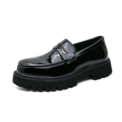 Nye platformsko loafers sko mænd tyksålede bryllupssko sorte formelle forretningssko slip-on læder øger afslappet sko