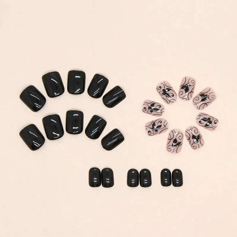 24 PCs Short French Butterfly Nails with 1 Jelly and 1 Nail File