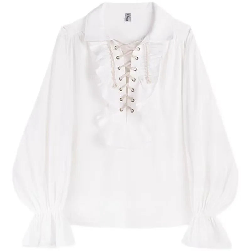 Camicetta vittoriana femminile camicetta gotica rosata girata pirata principe camicia poete