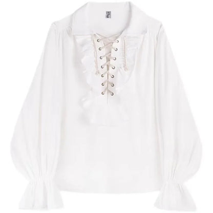 Camicetta vittoriana femminile camicetta gotica rosata girata pirata principe camicia poete