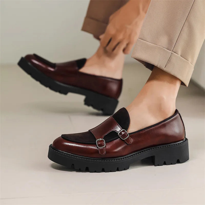 Loafers menn Lærsko Tykk-Soled British Style Black Formal Business Shoes Fashion Luxury Slip-On Casual Shoes Big Size 46