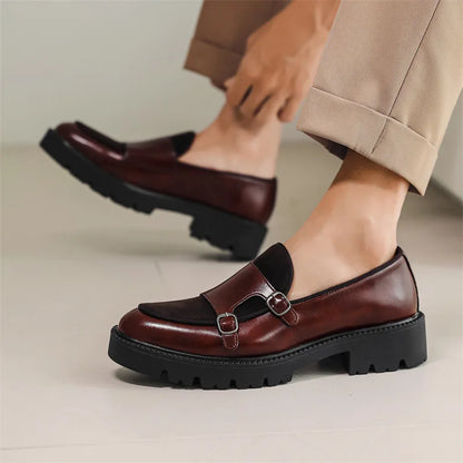 Loafers menn Lærsko Tykk-Soled British Style Black Formal Business Shoes Fashion Luxury Slip-On Casual Shoes Big Size 46