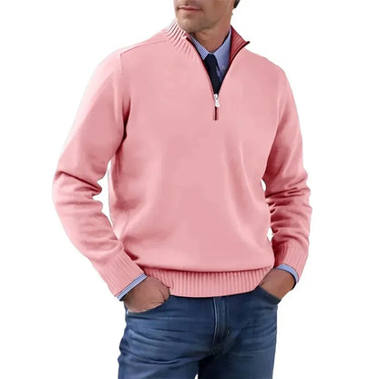 Autumn Men Half Zipper Pullover de manga comprida Jaquetas de gola alta