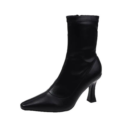 2023 WOMEN HIGH WEEL KRATKE KOŽNJI Čizme Nove čizme ženske tanke čizme za tanke potpele dame gležnjeve kratke čizme Botas de mujer