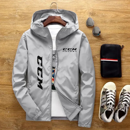2024New Spring and Summer Hooded Men's Jacket CCM Hockey Herre Casual Windbreaker Zipper tynd sektion Hooded Jacket Men 7XL