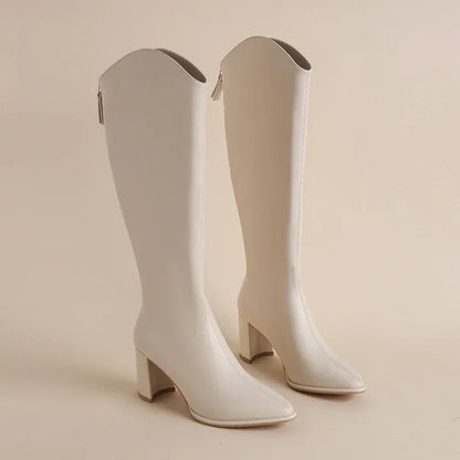 Plus size 34-43 Nuove stivali da donna con cerniera spessa con tacchi alti semplici Stivali invernali autunnali Stivali invernale