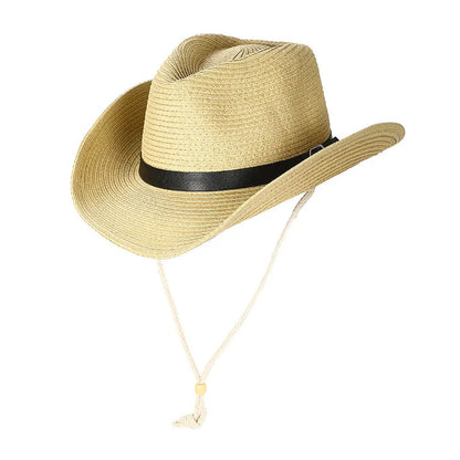Kuuma myynti kevät länsimainen cowboy capp Straw Hat UV -suojaus Säädettävä Raffia Sun Hat Beach Fishing Outdoor Festival Top Hat