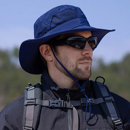 1PC Hollow Bucket Hat for Men Breathable UPF 50+ Hiking Beach Foldable UV Protection Fishing Summer Safari Sun Cap Adjustable