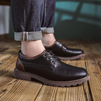 Retro usnjeni čevlji moški oxfords čevlji čipka