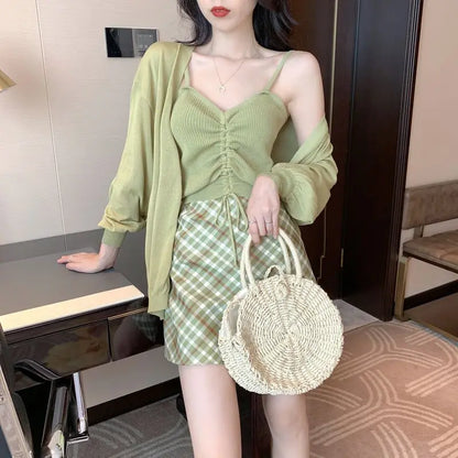 Office Female Outfits Y2k Streetwear Summer Fashion 2025 Clothing Trend Chic and Elegant Festival Women's Two Skirt Piece Set