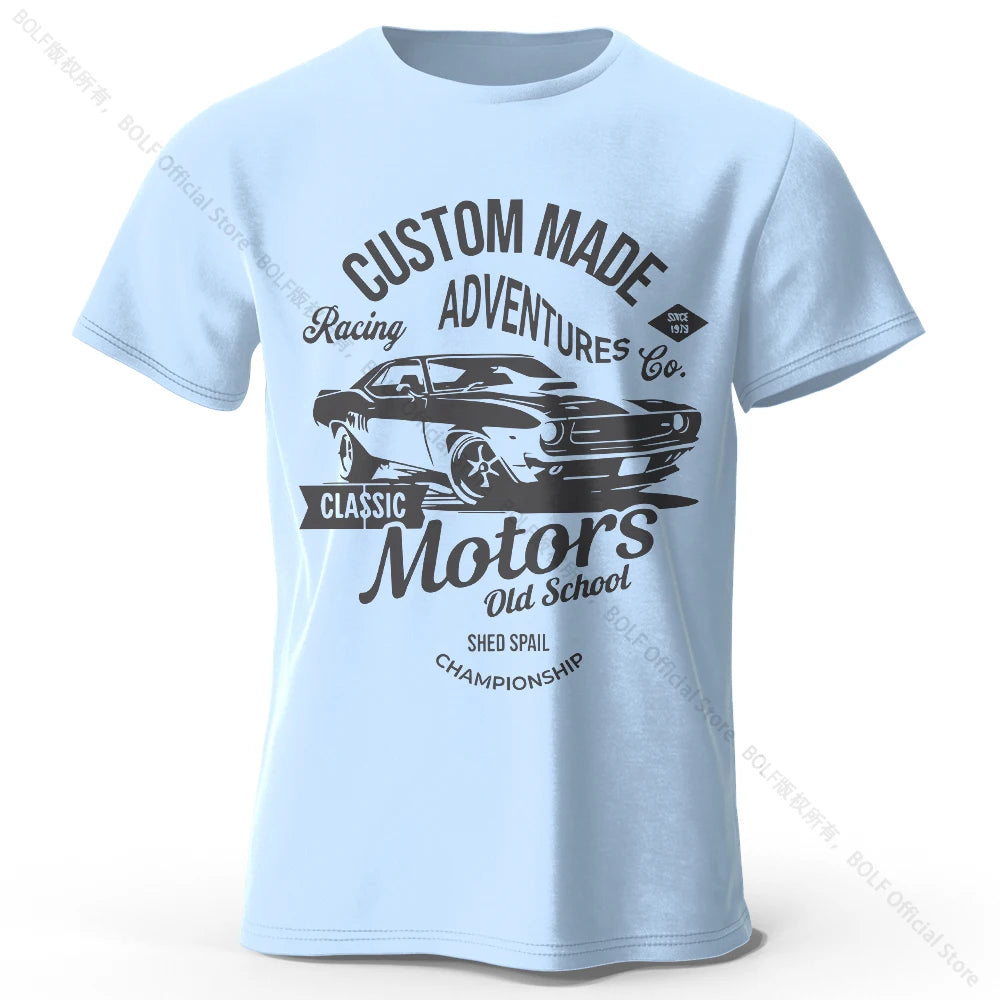 Camiseta impresa de motores para hombres 100% algodón de algodón
