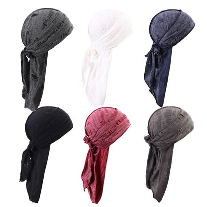 Lange staart unisex volwassen jersey doo rag durag bandanas cap piraat hoed tulband mannen hiphop hoofdband motorrijder headwrap dames hoofddeksels