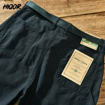 Hiqor Brand Men Men 100 ٪ السراويل غير الرسمية للقطن 2025 سراويل فضفاضة للرجال سروال عمل فضفاض بالإضافة إلى حجم 38 سروال شحن Y2K رجل