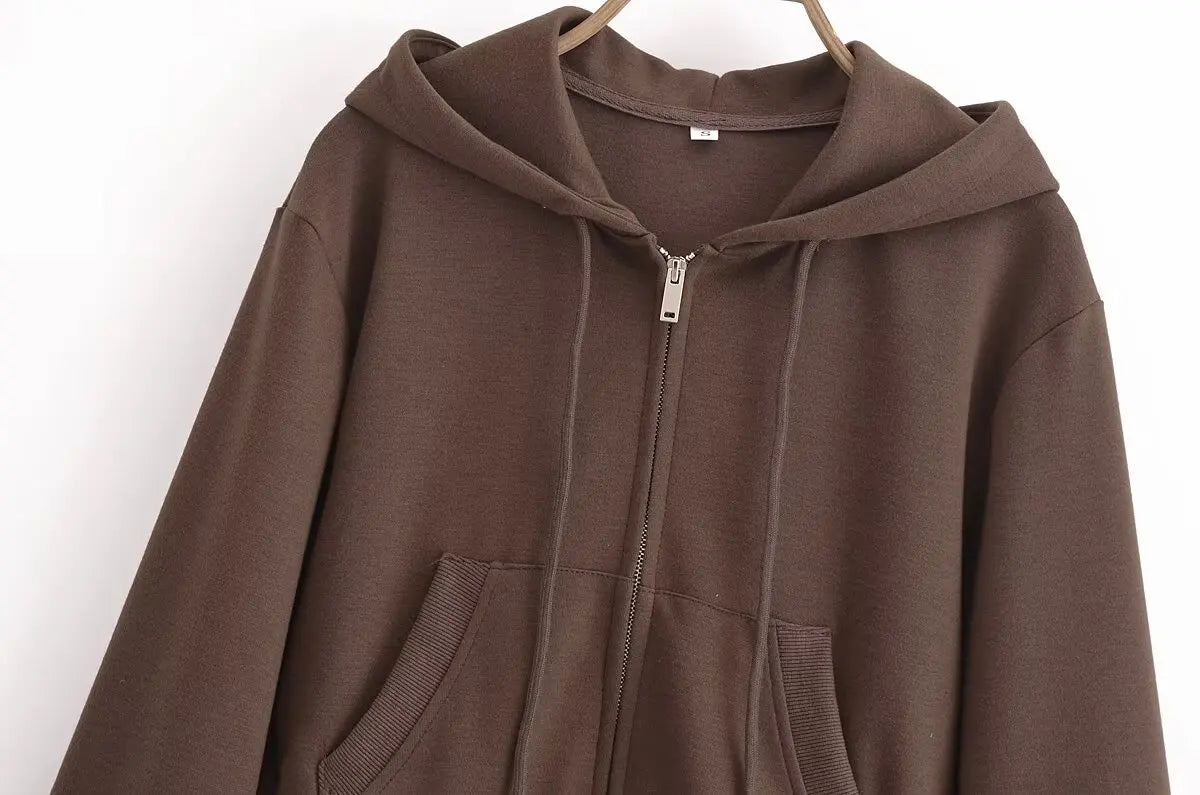 Women's Hooded Zip Up Cropped Jacket and Drawstring Flared Pants Set Cozy and Stylish for Daily and Sporty Looks