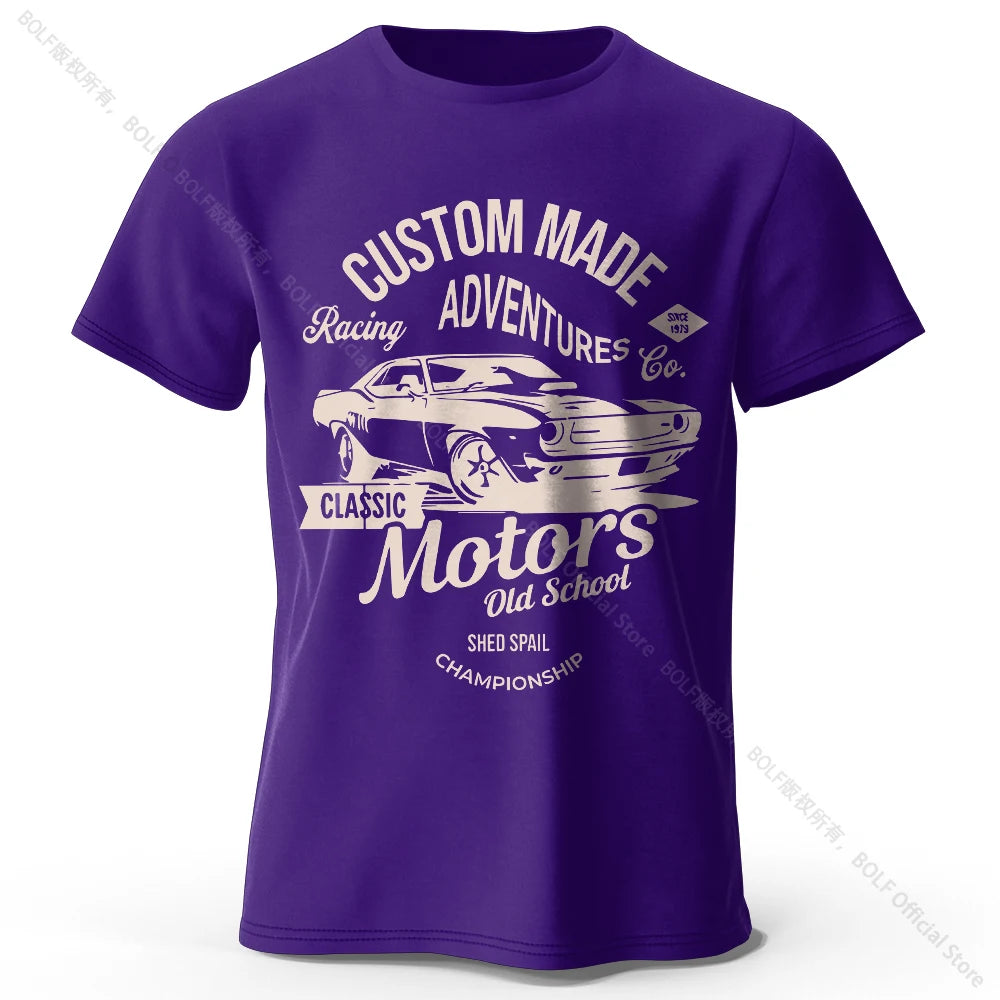 Camiseta impresa de motores para hombres 100% algodón de algodón