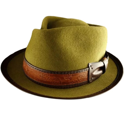 Wool Fedora Boater Hat with Bow Short Brim Hat for Women Photo Props Western Fedora for Women Unisex Wear