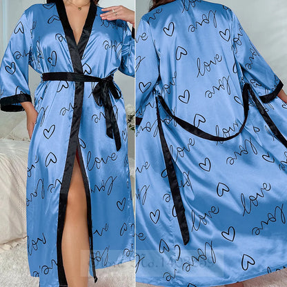 Plus -koko 5xl Nainen pitkä viitta yöpukuinen seksikäs leopardi kimono kylpytakki puku lounge pukeutuvat kevään kesäsatiini -yöasuihin