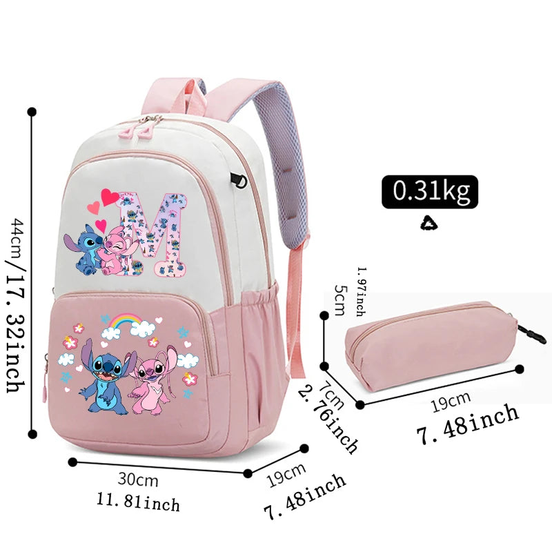 Lilo & Stitch Anime Backpack Pencil Case 2pcs Girl Student Teenager Book Bags Men Rucksack Travel Backpack Mochila Escolar Gift