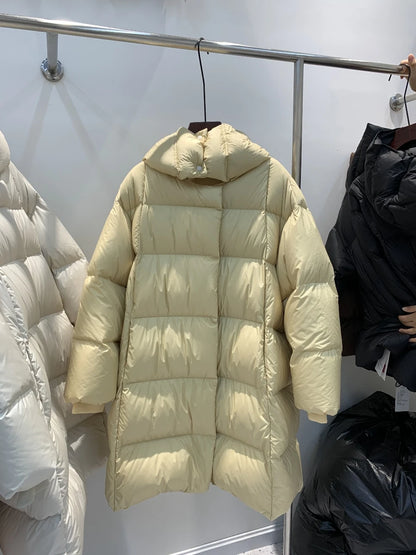 Women's Winter New High-end Luxury White Duck Down Long Casual Loose Down Jacket Coat Comfortable Warm Puffer Jacket Women Trend