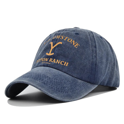 Yellowstone Dutton Ranch letter print pattern vintage baseball cap for men and women, fashionable and simple curved brim hat