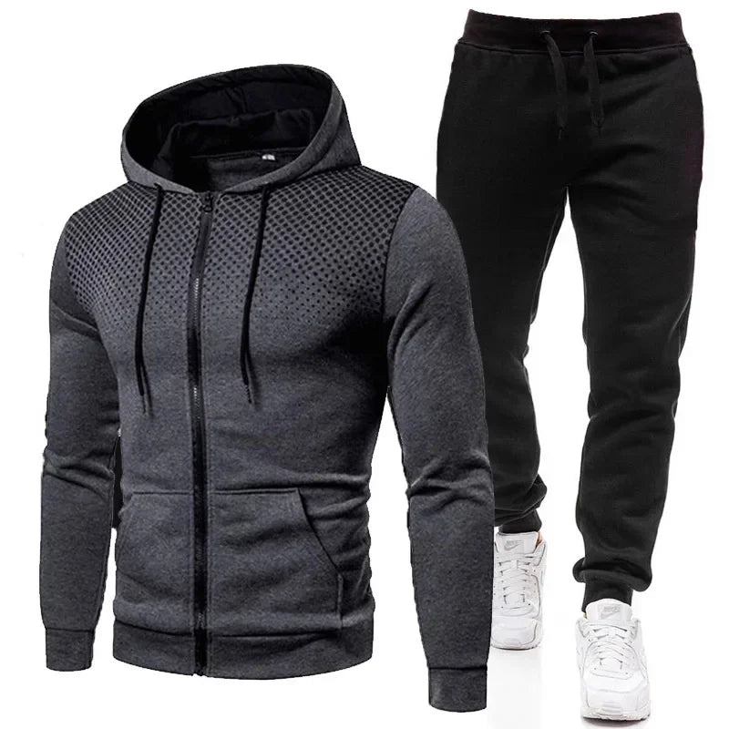 Set di abbigliamento sportivo di alta qualità da uomo e autunno di alta qualità 2025, set da jogging di fitness casual in due pezzi, Sweatshi con cappuccio con cerniera