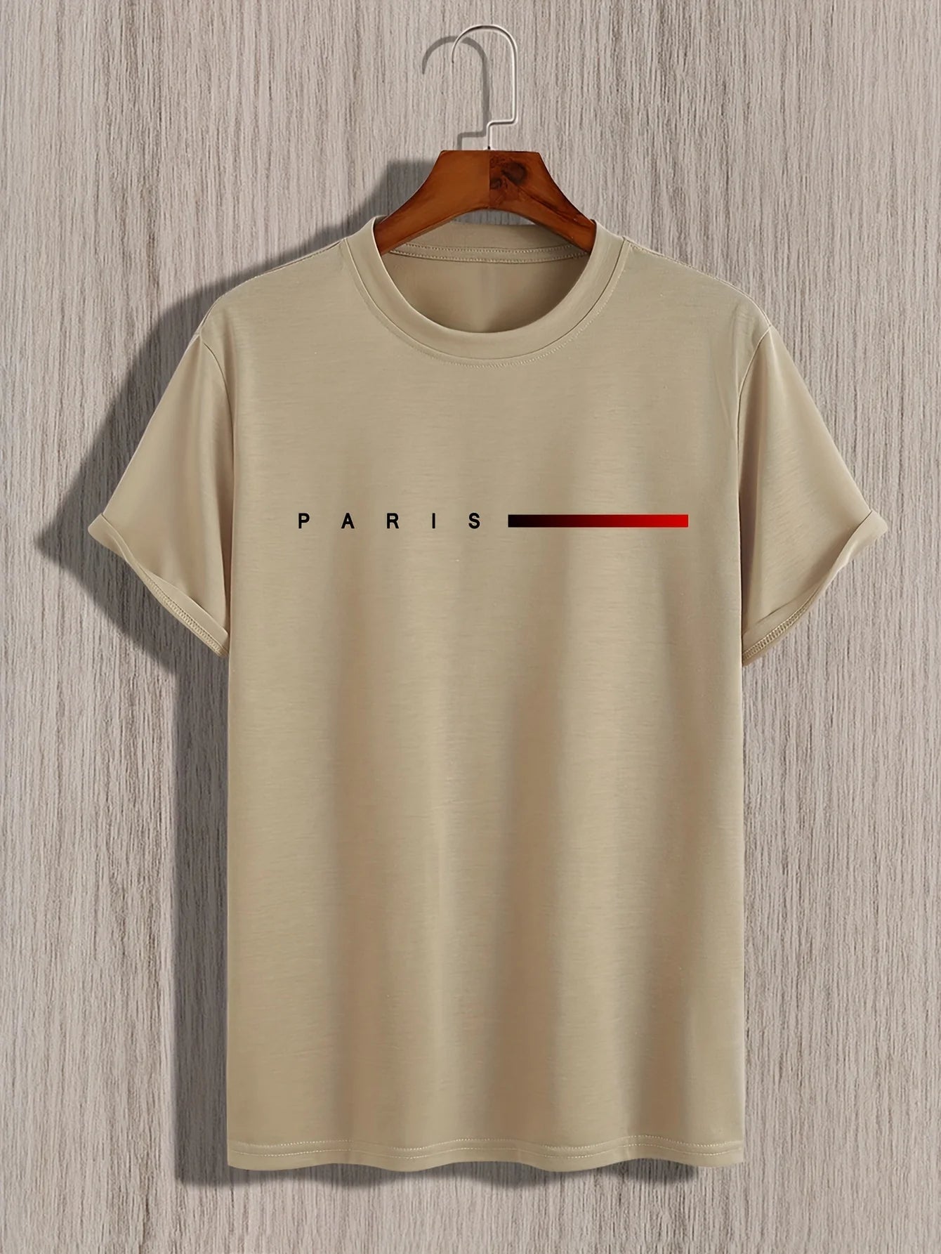 Men's 100% Cotton Summer Loose Paris Creative Letter Impresión Casual Slim Fit Red Lim Camiseta Camiseta de manga corta Top