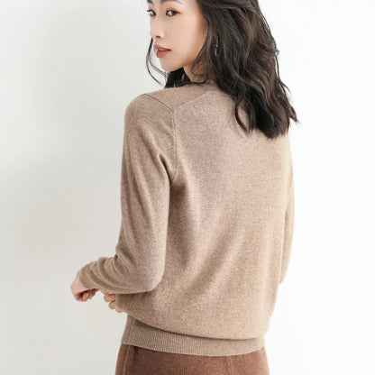 2024 Klassískur stíll kashmere pullover tískan merino ull peysa kringlótt hál ermi prjónafatnaður mjúkur basic 'fatnaður boli