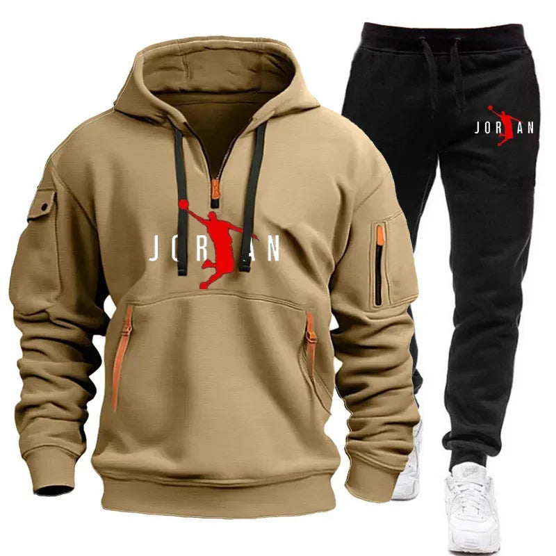 2025 Autumn and winter new trend men's blazer + Tracksuit pants Fashion casual jogging print sportswear outdoor sportswear