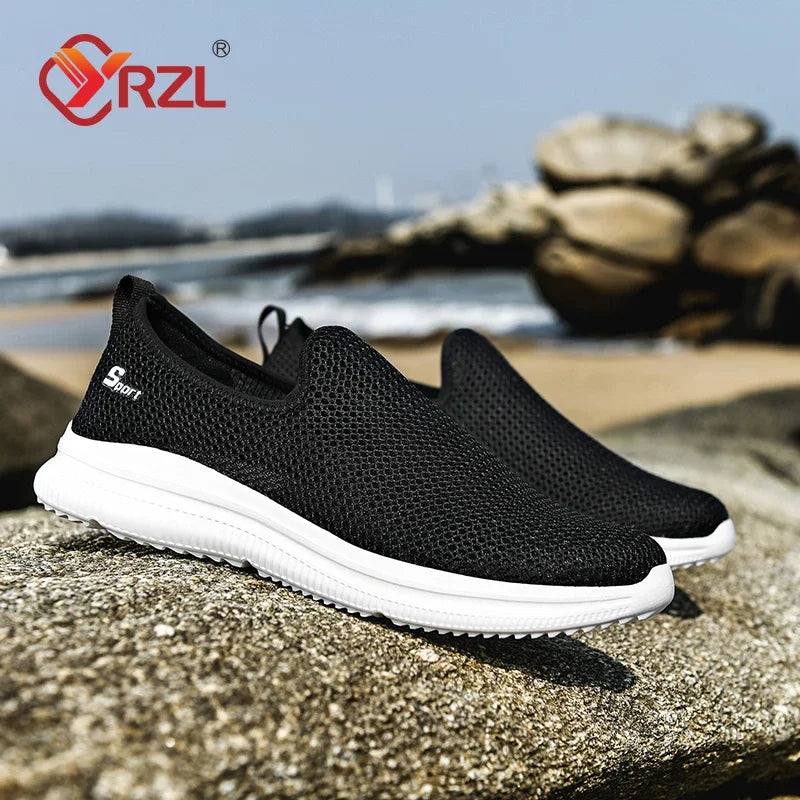 Yrzl mænds sneakers åndbar unisex afslappet sko udendørs skridsikre mesh loafers gå letvægt mode mandlige tennissko
