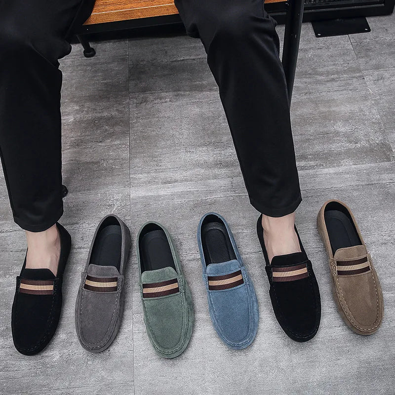 Forår mænds afslappede sko ruskind loafers til mænd moccasins af høj kvalitet fladder mandlige vandresko komfortable mænds køresko