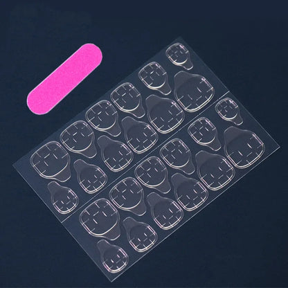 24 PCs Short French Glitter Nails with 1 Jelly Gel and 1 Nail File