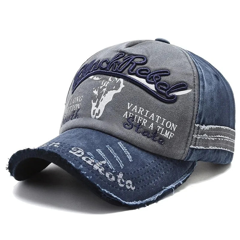 Cargador de algodón de algodón unisex letra bordado de béisbol gaca de béisbol patrón de cabeza de vaca