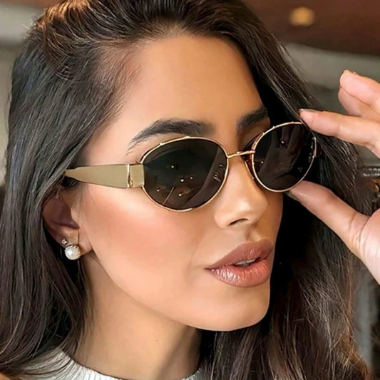 Fashion Oval Sunglasses Women Retro Trend Outdoor Metal Sun Glasses High Quality Classic Men Luxury Brand Eyewear UV400 Goggles