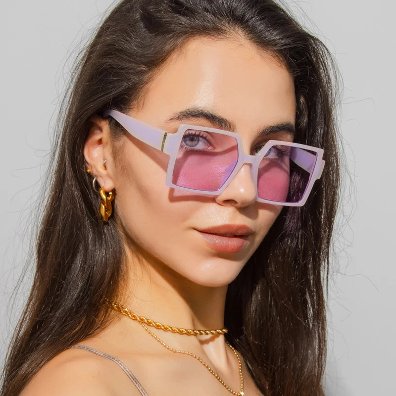 1/2pcs Vintage Large Frame Square Sunglasses Women Retro Brand Big Frame Female Sun Glasses Black Fashion Gradient Eyeglasses