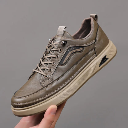 Fashion Board Shoes Casual Sneakers for Men High Quanlity Leather Work Shoes Platform Male Sport Shoes Breathable Walking Shoes