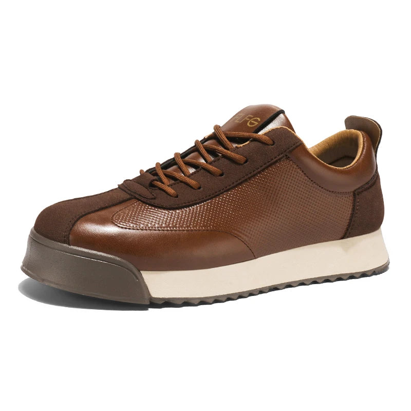 Ny håndlaget skinn herresko Mesh Breathable Fashion Non Slip Outdoor Daily Pendling Preppy Casual Festival Gaver Sneakers
