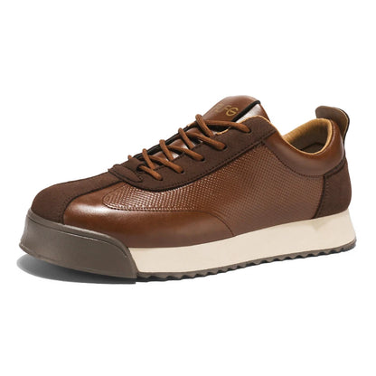 Ny håndlaget skinn herresko Mesh Breathable Fashion Non Slip Outdoor Daily Pendling Preppy Casual Festival Gaver Sneakers