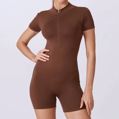 Fitness Jumpsuit Summer Yoga Short jumpsuit Women Zipper Sportswear Gym Fitness Sports Bodysuits Running Workout Clothes