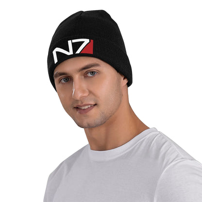 Mass Effect N7 Knit Hat Beanie Winter Hats Warm Acrylic Hip-Hop Caps for Men Women Gifts