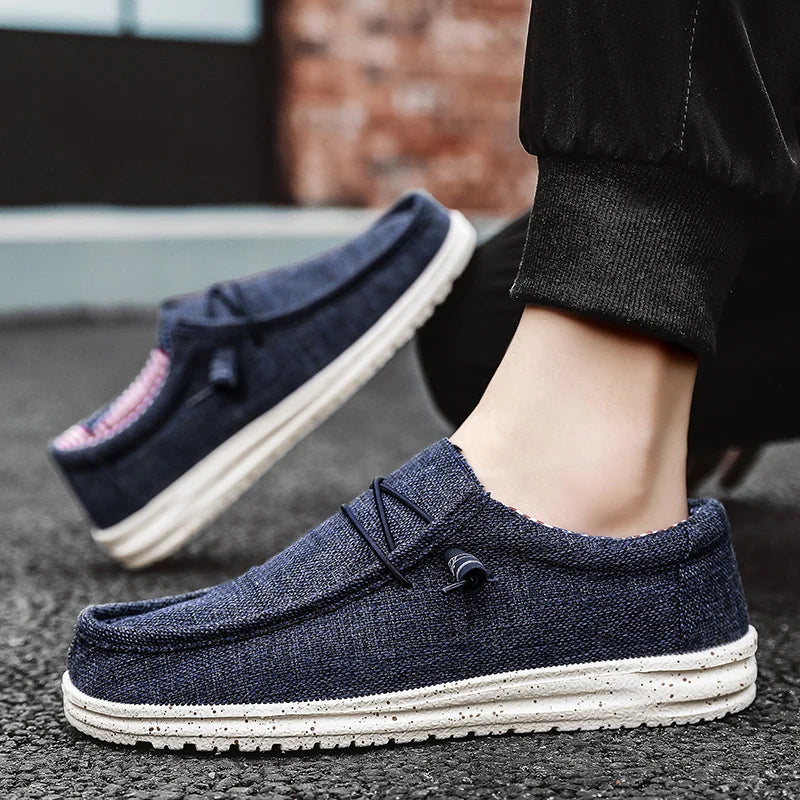 Sommer beige mænds afslappet loafers stor størrelse 47 komfortable flad lærred sko mand båd sko let slip-on drivesko til mænd