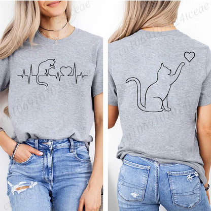 Damskie t-shirt topy z krótkim rękawem Cool Cat Print T-shirts O Neck Casual Lose Hip Hop Streetwear dla kobiet letnie koszulki